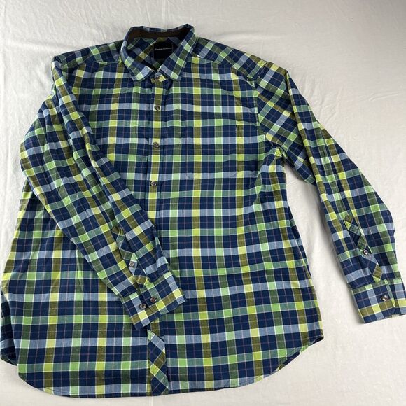Tommy‎ Bahama button down shirt XL (More like L) Blue Teal Plaid Men's - Picture 1 of 8